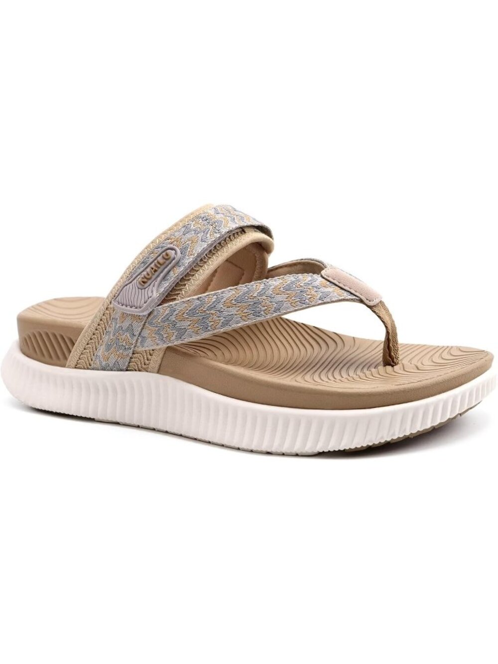 Women Khaki Arch Support Flip Flops Sandals Thick Athletic Cushion Adjustable